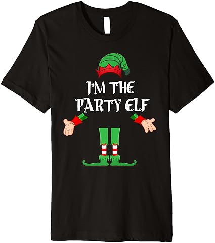 Amazon.com: Christmas Elf Tshirt I'm The Party Elf Matching Xmas Gift
